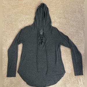 5/$25 AEO Soft & Sexy Plush Lace Up Hooded Sweater - Size Small
